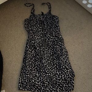 Stylish Black and White Leopard Print Dress